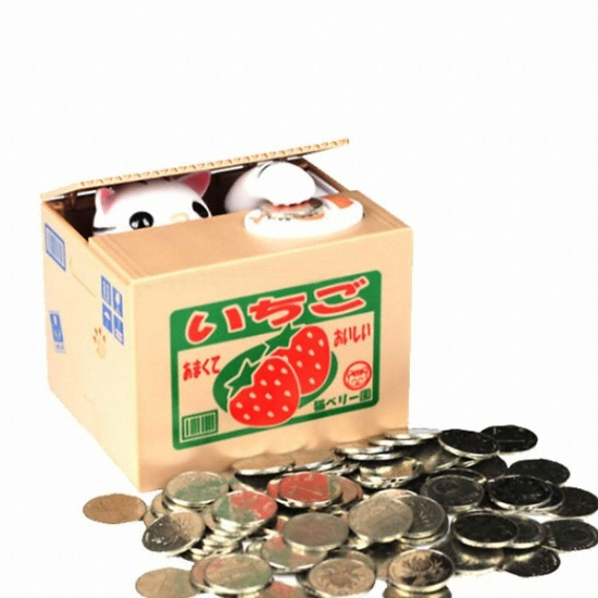 동전 먹는 고양이 저금통 동전훔치는 저금통