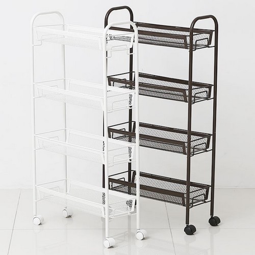 리벤스 이동식 메쉬 수납 선반 4단 트롤리