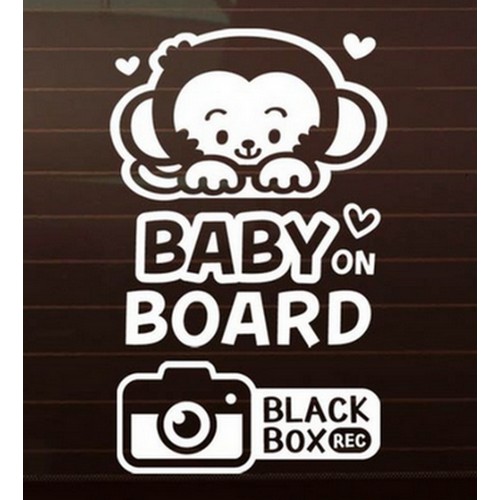 제제데코  자동차스티커 BABY ON BOARD 원숭이띠 아기 블랙박스 세트