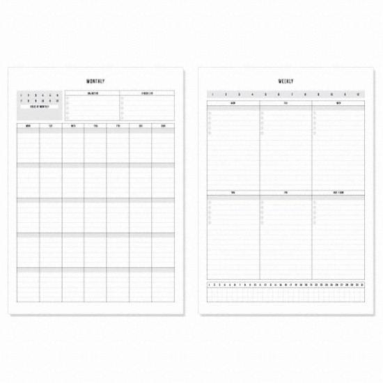 데얼스  스케줄러 A4 먼슬리 위클리