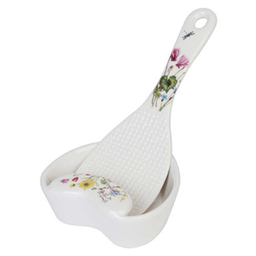 골든벨금속  야생화 도자기 밥주걱 받침 세트