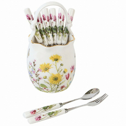 골든벨금속 야생화 주름수반(대)+도자기 티스푼포크