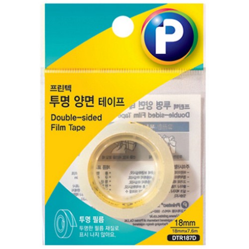 프린텍  투명 양면테이프 리필 DTR187D 18mm x 7.6m