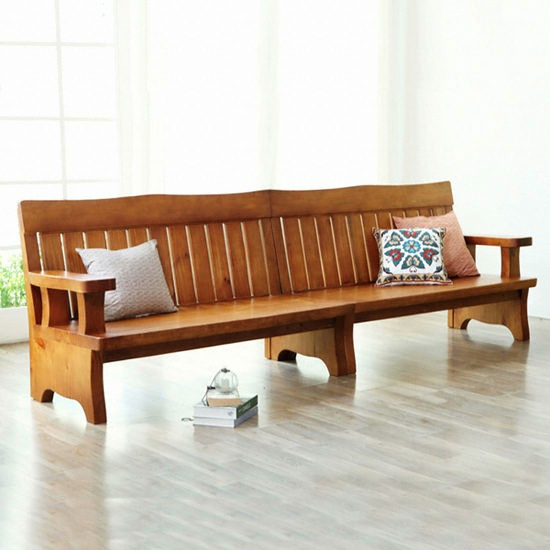 해찬솔원목이야기 투투 소나무 통원목 벤치소파 네추럴 4인용