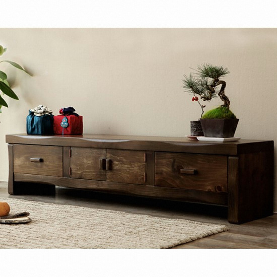 해찬솔원목이야기 소나무 통원목 전통 거실장 1800