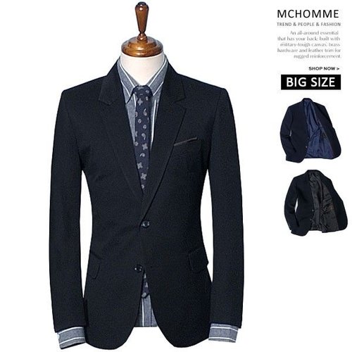 MC옴므 빅사이즈 트위드 남성 투버튼 정장 수트 자켓 마이_AS17S03_J_NV