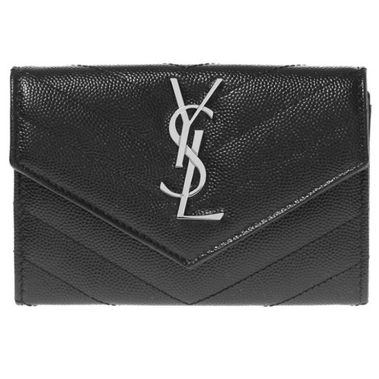 생로랑 마틀라세 모노그램 은장 반지갑_414404 BOW02 1000