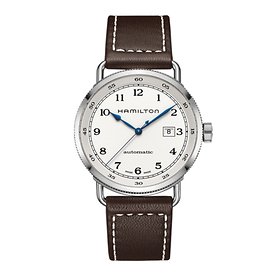 해밀턴 카키네이비 파이오니어 오토 가죽시계_H77715553