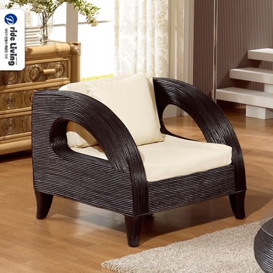 사라방드 몰디브 라운드형 블랙 라탄소파 1인용