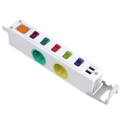 현대일렉트릭  스위블 5구 16A USB 메인 개별스위치 옆으로 멀티탭