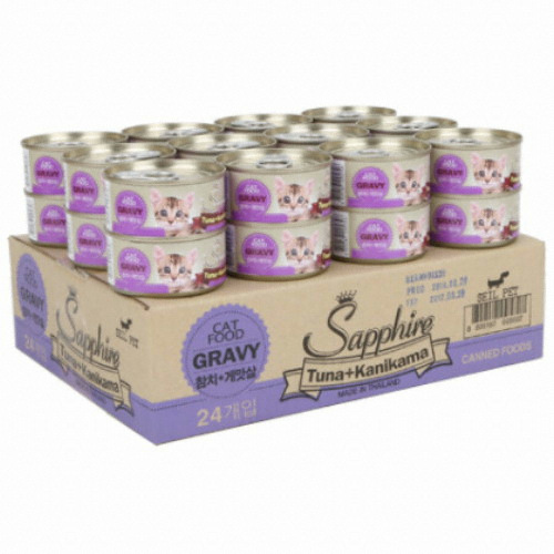 세일펫 사파이어 그레이비 참치+게맛살 80g