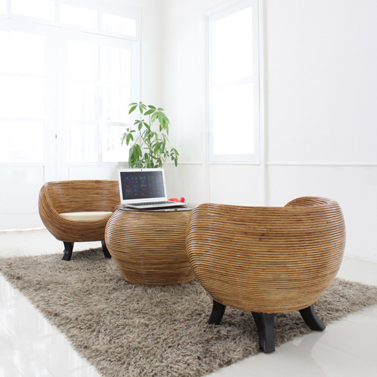 사라방드 몰디브 앙상블 라탄소파+테이블 2인용