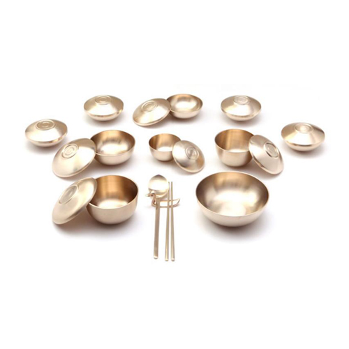 거창유기공방 유기 예단용 옥바리 개량 칠첩 반상기세트 (kgt-60-1) 2인용(22P), 수저(2벌)