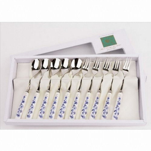 골든벨금속 버터플라이 블루 티스푼+티포크세트(10P)