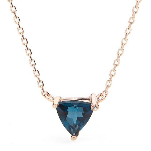 도로시 심플 삼각 런던블루 토파즈 목걸이