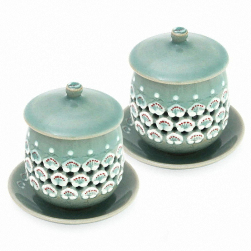 박씨상방 도성청자 매화문 차호세트