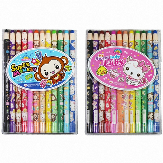 보성 12색 축지식 색연필 캐릭터 칼라펜 종이말이