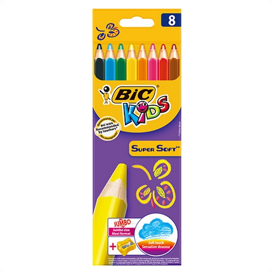 빅 BIC  슈퍼소프트 점보 크레파스 색연필 8색