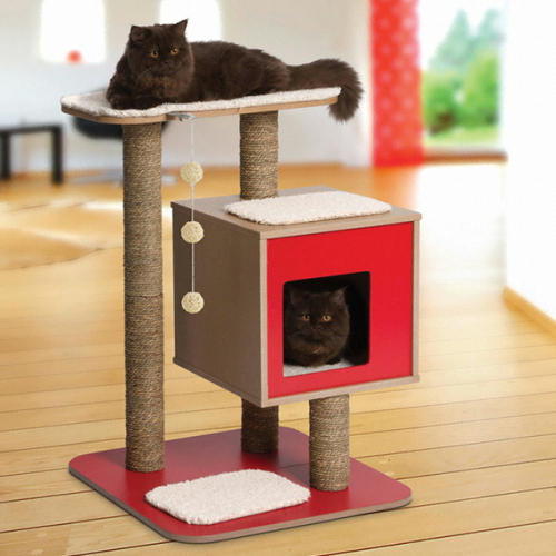 베스퍼  베이스 레드 고양이 원목 캣타워