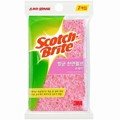 3M 스카치브라이트 항균 천연펄프 스폰지 수세미