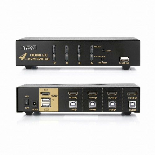 이지넷유비쿼터스 넥스트 4:1 USB HDMI v2.0 KVM 스위치 (NEXT-7204KVM-4K)