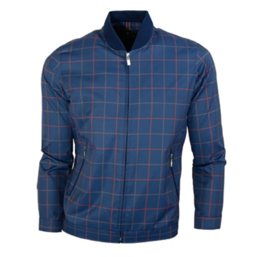 루센(LUSEN)  니트카라 체크 블루종 골프 바람막이점퍼 COLU6010