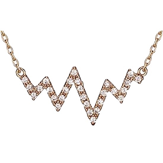 끄란느  큐빅 번개 하트비트 목걸이 C24NB027