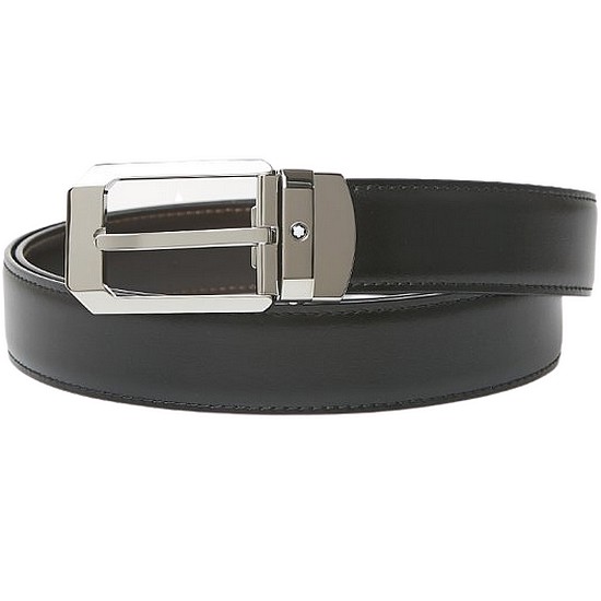 몽블랑 클래식 직사각 샤이니 핀 버클 양면 벨트_116579