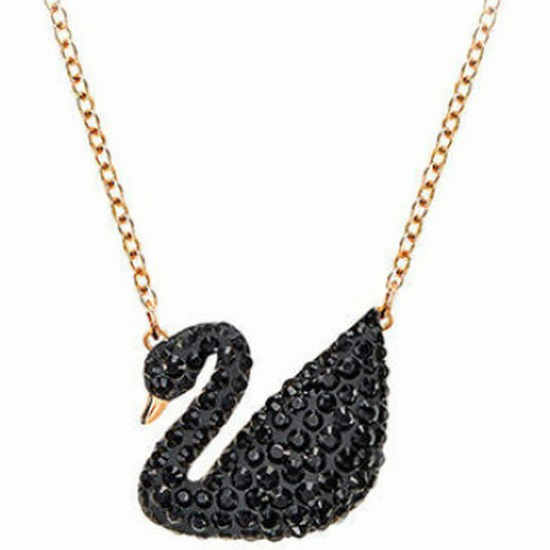 스와로브스키  ICONIC SWAN 블랙 로즈골드 목걸이_5204134