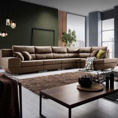 쉐우드가구 베르 카우치 코너형 천연통가죽 소파 8인용