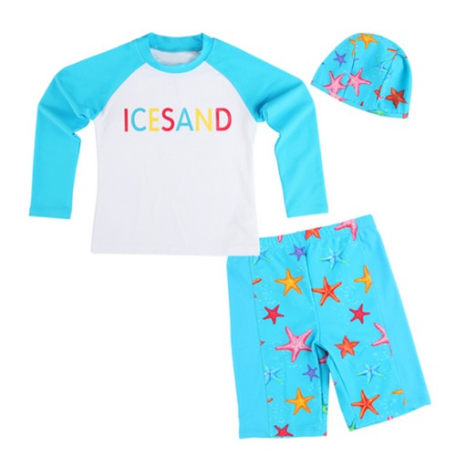 브레인스포츠 아이스샌드 BR-8701 아동 래쉬가드 수모 세트