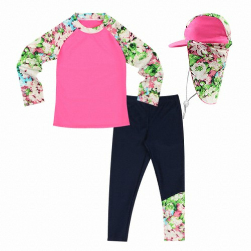 브레인스포츠 아이스샌드 BR-9805 아동 래쉬가드 플랩캡 세트