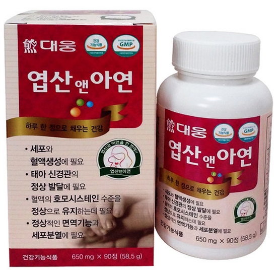 대웅 엽산 앤 아연 90정