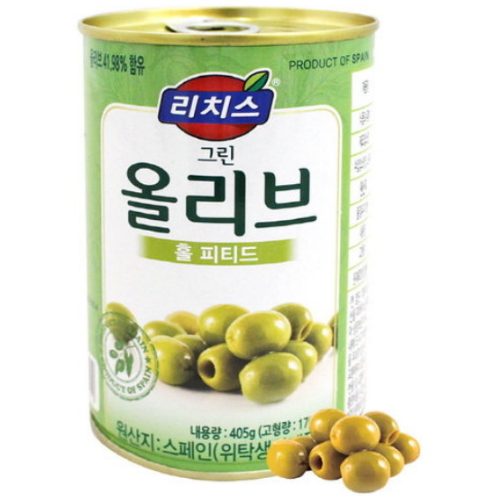 동서식품  리치스 그린올리브 홀 피티드 405g
