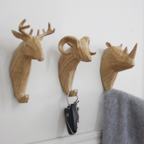 플랜  우드 북유럽 헌팅트로피 벽장식 후크 걸이