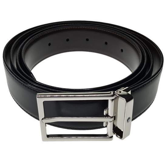 몽블랑 직사각형 핀 버클 양면 가죽 벨트_113347