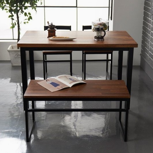 도도 아르떼 멀바우 원목 스틸 식탁 1200