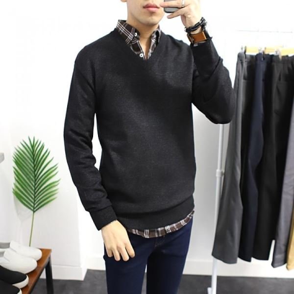 후앙스 브이넥 남녀공용 데일리 스웨터 EYSW3006