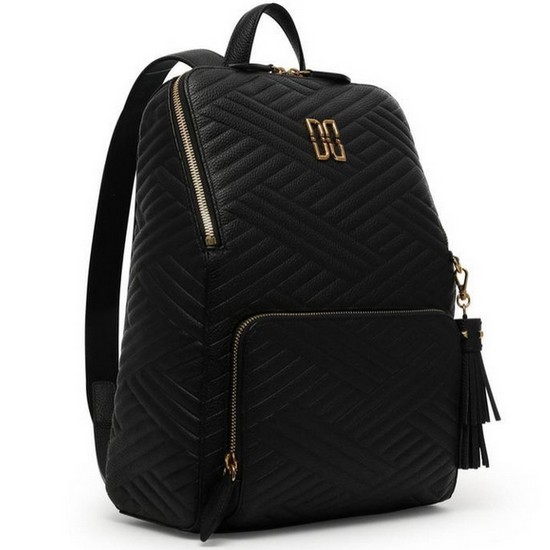 닥스 블랙 컷팅 DD로고 퀼팅 가죽 백팩_DCBA9E369BK