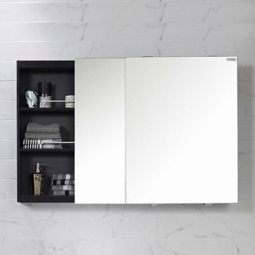 로얄앤컴퍼니  와이드 댐퍼 슬라이딩 거울장 블랙 1200