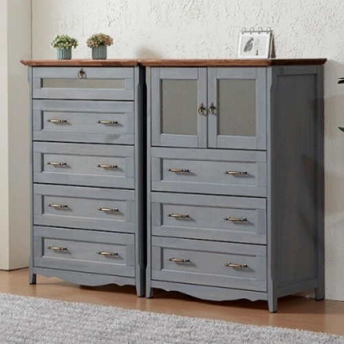 로쏘 모던 엔틱 원목 5단 양문 서랍장 세트 1600