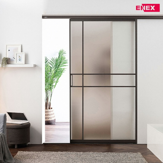 에넥스  ENNEE 글로리 블랙 원슬라이딩 니켈브론즈 유리 중문