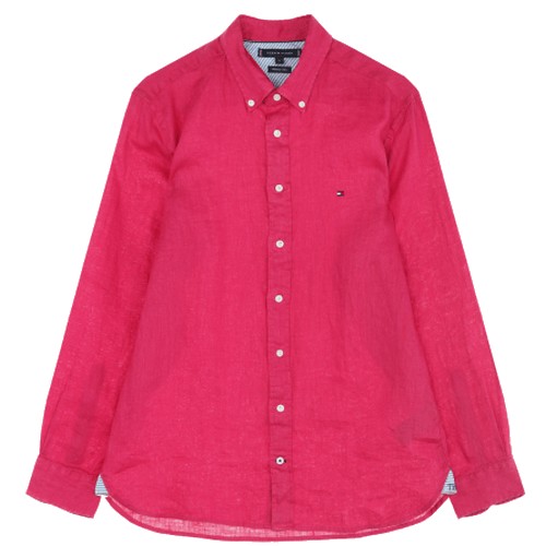 타미힐피거 남성 린넨 솔리드 긴소매 셔츠_TMMT1HCE05D0 N00