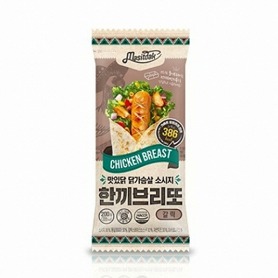 청아식품  맛있닭 닭가슴살 소시지 한끼 브리또 갈릭 200g