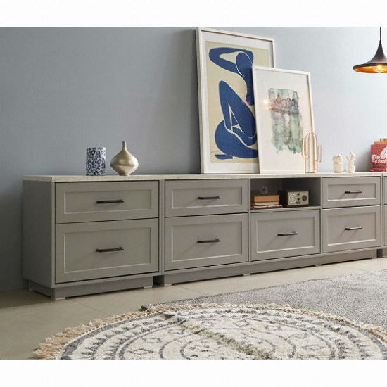 장인가구 셀리아 대리석패턴 높은 거실장 2400