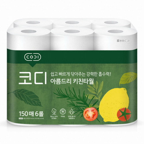 코디 아름드리 키친타월 150매 (6입)