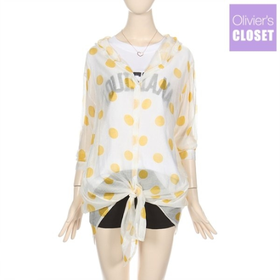올리비에스클로젯 도트 나염 후드 롱 셔츠_ O1906BL619B  O1906BL619B