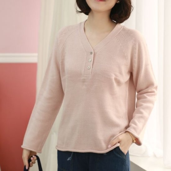 웬디즈갤러리 브이넥 와이단추 니트 QKN008