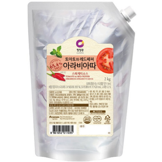 청정원 토마토와 레드페퍼 아라비아따 스파게티소스 2kg
