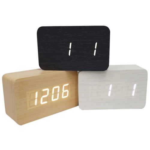 LED 큐브우드 탁상시계 무소음 알람시계 인테리어